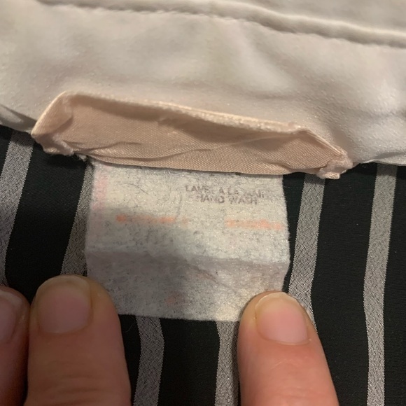 Vintage Miss Tee Made in Canada Pinstripe Blouse with White Collar & Cuffs S/M - Picture 3 of 6